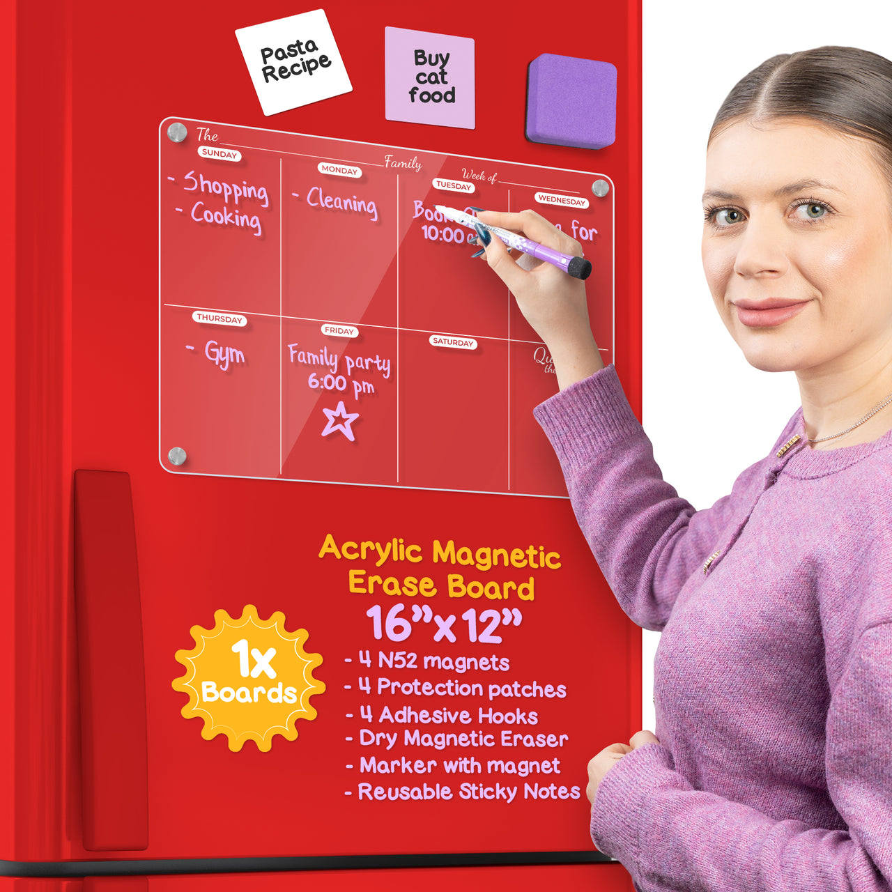 Siantell Weekly Magnetic Acrylic Calendar for Fridge